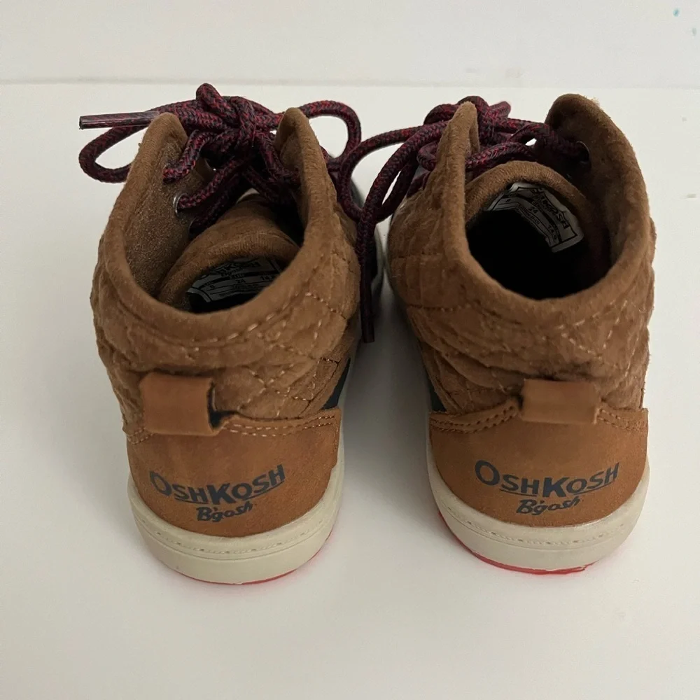 OshKosh B’gosh Kids Quilted Winter Boots Brown & Navy – Size 8